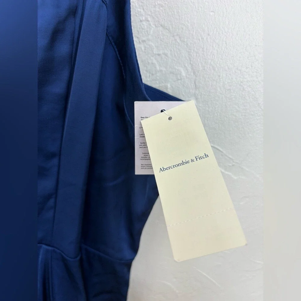 ABERCROMBIE & FITCH A&F Camille Maxi Dress Navy Blue‎ Spaghetti Strap Long Slit